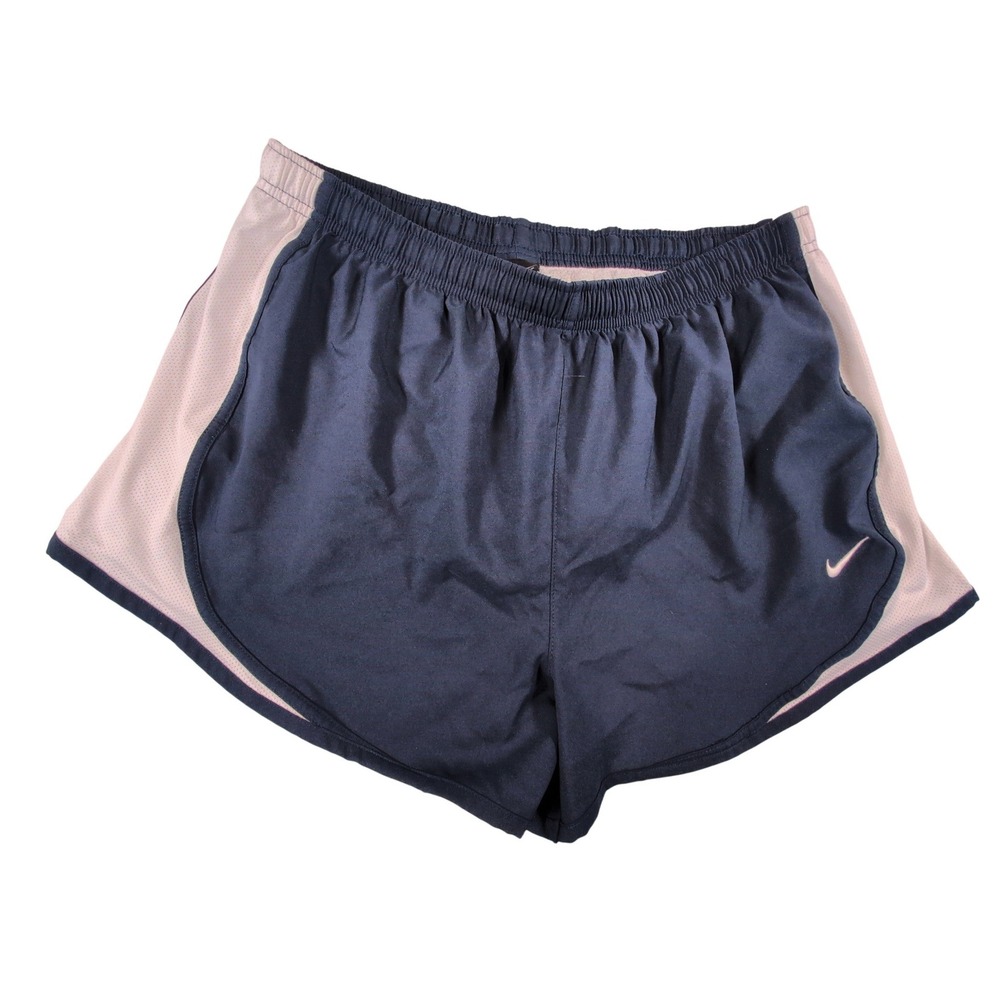Nike Womens Dri-FIT Running Shorts Navy Blue White Mesh Trim XL Athletic Workout